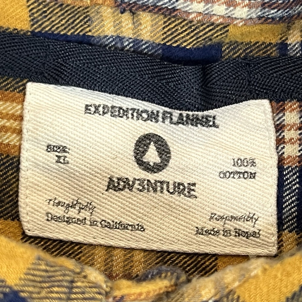 Adventure Expedition Flannel Shirt Mens XL Plaid Cotton Long Sleeve Adv3nture - Picture 3 of 9
